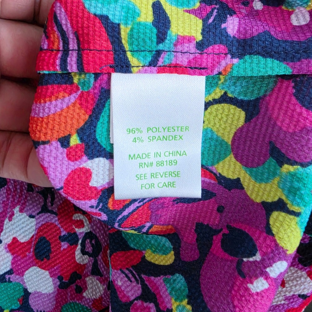Lilly Pulitzer RARE Ruffle T-Back Sleeveless Top Pink Floral Abstract Multi S - Picture 5 of 6